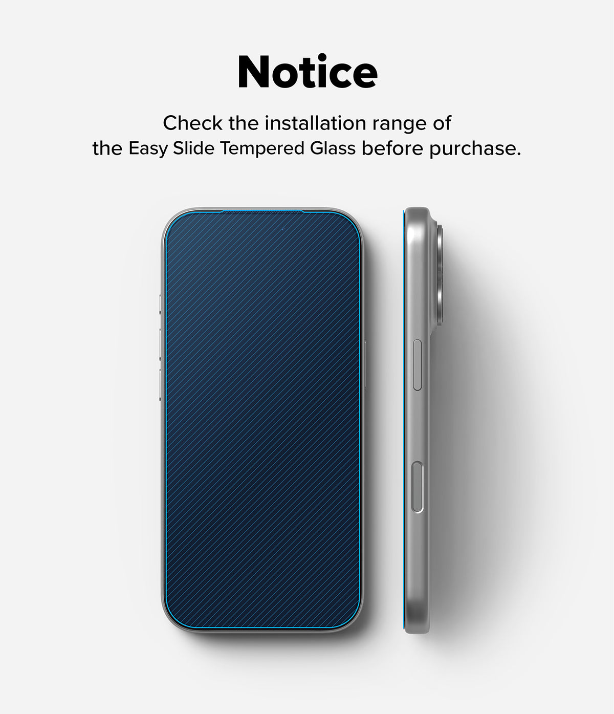 iPhone 18 Pro Max Screen Protector | Easy Slide Tempered Glass (2 Pack) - Smartphone with blue textured back and side view on a white background