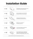 iPhone 18 Pro Max Screen Protector | Easy Slide Tempered Glass (2 Pack) - An installation guide sheet with six numbered steps showing how to place and attach a phone screen protector, with small line drawings and instructional text on a white background.