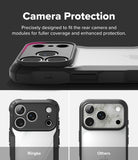 iPhone 18 Pro / Pro Max Case Fusion-X all-groups - A phone case with a raised black camera bumper and a clear back panel, shown with marketing text reading 'Camera Protection' and two smaller comparison views labeled Ringke and Others.