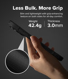 iPhone 18 Pro / Pro Max Case Fusion Bold Magnetic Matte all-groups - A hand holds a black rugged smartphone case against a dark gray background, with marketing text reading 'Less Bulk. More Grip' and specs 'Weight 42.