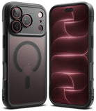 iPhone 18 Pro Max Case | Fusion Bold Magnetic Matte - Two views of a rugged black protective phone case on a white background. The left view shows the back of the case with a MagSafe-compatible circular ring and camera cutouts.