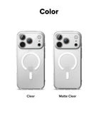 iPhone 18 Pro Max Case | Fusion Magnetic Matte - Two phone cases, one clear and one matte clear, on a white background with 'Color' text above.