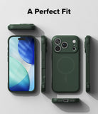 iPhone 18 Pro Max Case | Onyx Magnetic - A black protective phone case shown from multiple angles on a light gray background, with the text 'A Perfect Fit' at the top. The phone inside the case displays a blue and green abstract screen wallpaper.
