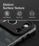 iPhone 18 Pro Max Case | Rugged Gear Magnetic - Black rugged phone case with a distinct textured surface, featuring a raised camera bezel and a textured back panel, shown with marketing text highlighting anti-fingerprint, easy-to-clean, and premium TPU features.