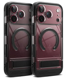 iPhone 18 Pro Max Case | UX Magnetic - Two views of a clear and black Airza protective phone case with a built-in kickstand, shown on a white background.