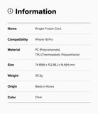 iPhone 18 Pro Case | Fusion Card - Product information card for Ringke Fusion Card with specifications on a white background