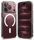 iPhone 18 Pro Case | Fusion Magnetic - A clear MagSafe-compatible phone case shown on a silver smartphone, with the case and phone displayed against a clean white background.
