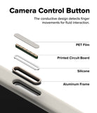 iPhone 18 Pro Case | Silicone Magnetic - Camera control button with layers of PET film, printed circuit board, silicone, and aluminum frame.