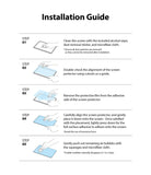 Invisible Defender Glass | iPad - Five-step illustrated guide showing how to clean, align, and apply a screen protector.