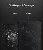 Invisible Defender Glass | iPad - Comparison showing shattered standard glass with loose shards versus ID Glass held together.