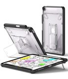 Fusion Sketch Stand | iPad - Clear protective iPad cases with integrated folding kickstands shown in various viewing angles.