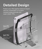 Fusion Sketch Stand | iPad - Exploded view of an iPad case showing a clear polycarbonate back and a black TPU frame.