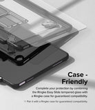 Easy Slide Tempered Glass | iPad - Layered view of a tablet, protective case, and screen protector showing compatibility.