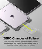 Easy Slide Tempered Glass | iPad - iPad inside an installation guide tool with a pull-tab for easy screen protector application.