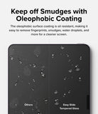 Easy Slide Tempered Glass | iPad - Easy Slide Tempered Glass - Comparison showing water droplets beading on Easy Slide glass versus smudged standard glass.