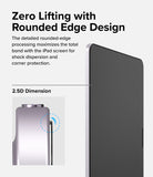 Easy Slide Tempered Glass | iPad - Close-up of rounded screen protector edge on an iPad with 2.5D dimension diagram.