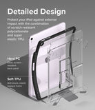 Fusion Sketch Stand | iPad - Exploded view of an iPad case showing a clear polycarbonate back panel and a black TPU frame.