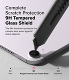 Camera Lens Frame Glass | iPad - A utility knife blade presses against a protective lens cover on an iPad camera.