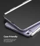 Tempered Glass | iPad - iPad with screen protector inside a clear protective case on a dark background.