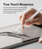 Easy Slide Tempered Glass | iPad - Hand using a stylus to draw on an iPad screen with a tempered glass protector.