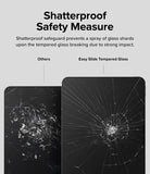 Easy Slide Tempered Glass | iPad - Easy Slide Tempered Glass - Comparison showing shattered standard glass versus intact Easy Slide tempered glass.