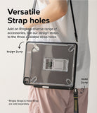 Fusion Sketch Stand | iPad - Person wearing an iPad case with integrated strap holes, shoulder strap, and hand strap.