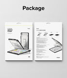 Fusion Sketch Stand | iPad -  Front and back product packaging for a black iPad case featuring stand angles and usage instructions.