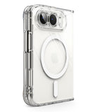 iPhone Duo | Fusion Magnetic - A clear protective phone case with a raised camera bumper and MagSafe-compatible ring, shown on a white iPhone against a clean white background.