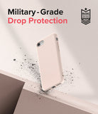 iPhone SE 2022 5G / SE 2020 / 8 Case | Air-S - Light pink phone case floating above a surface with debris and text.