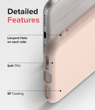 iPhone SE 2022 5G / SE 2020 / 8 Case | Air-S - Close-up of a pink phone case highlighting lanyard holes, soft TPU material, and SF coating.