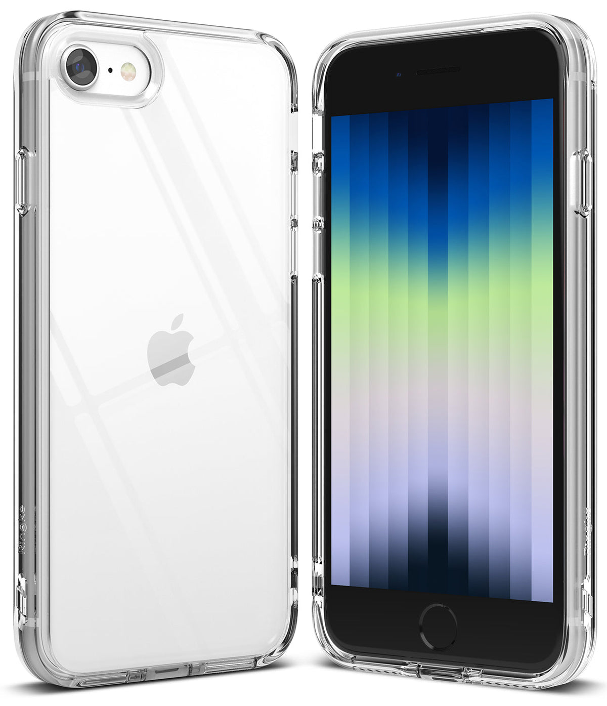 iPhone SE 2022 5G / SE 2020 / 8 / 7 Case | Fusion Edge - Clear protective phone case shown from front and back views.