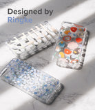 iPhone SE 2022 5G / SE 2020 / 8 / 7 Case | Fusion Edge Design - Three clear phone cases with floral and text patterns on a marble surface.