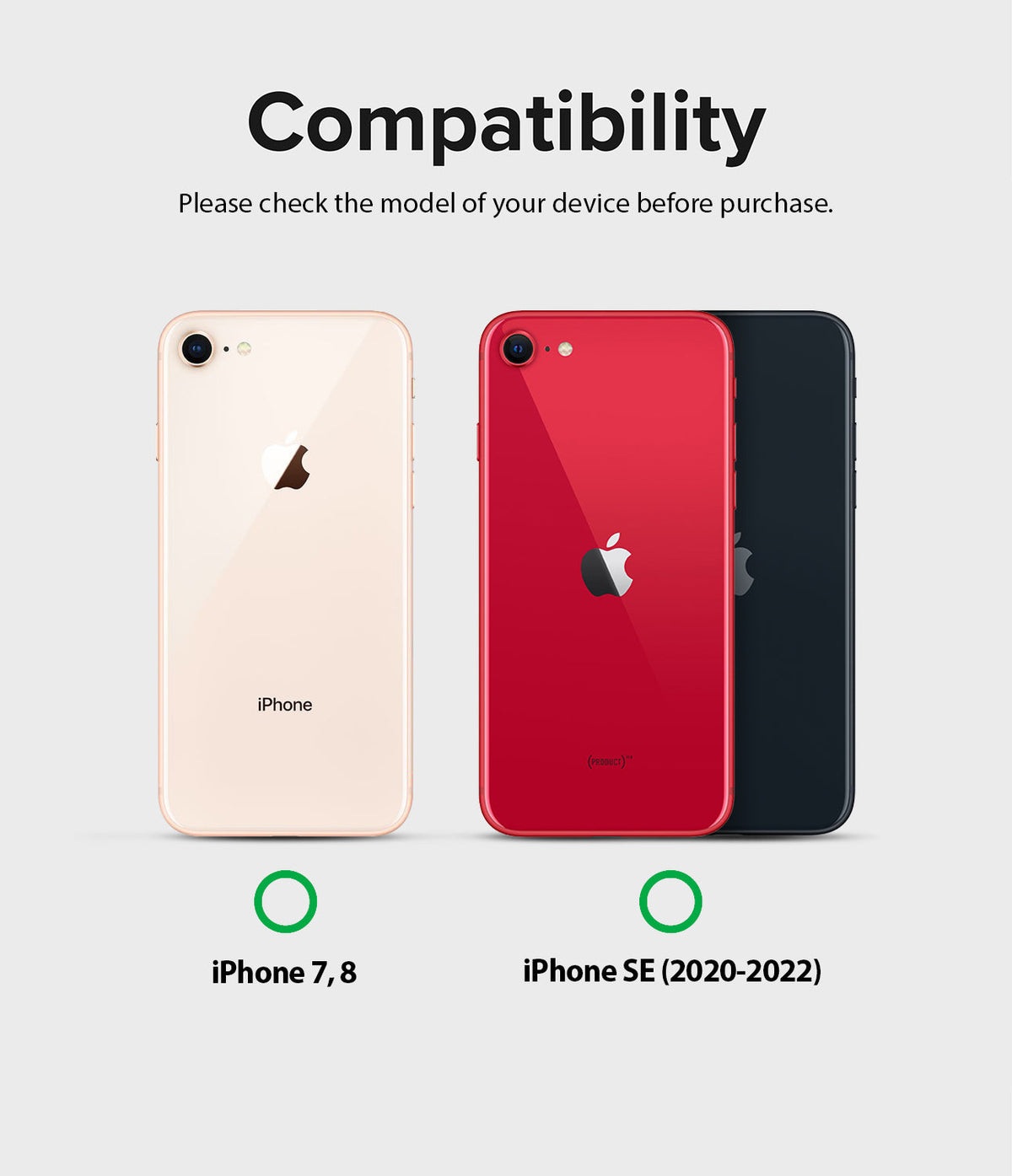 iPhone SE 2022 5G / SE 2020 / 8 Case | (New) Fusion-X - iPhone SE 2022 5G / SE 2020 / 8 Case - Compatibility chart showing iPhone 7, 8, and SE models with green checkmarks.