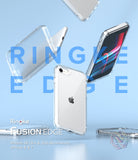 iPhone SE 2022 5G / SE 2020 / 8 / 7 Case | Fusion Edge - Clear protective phone cases floating against a blue background.