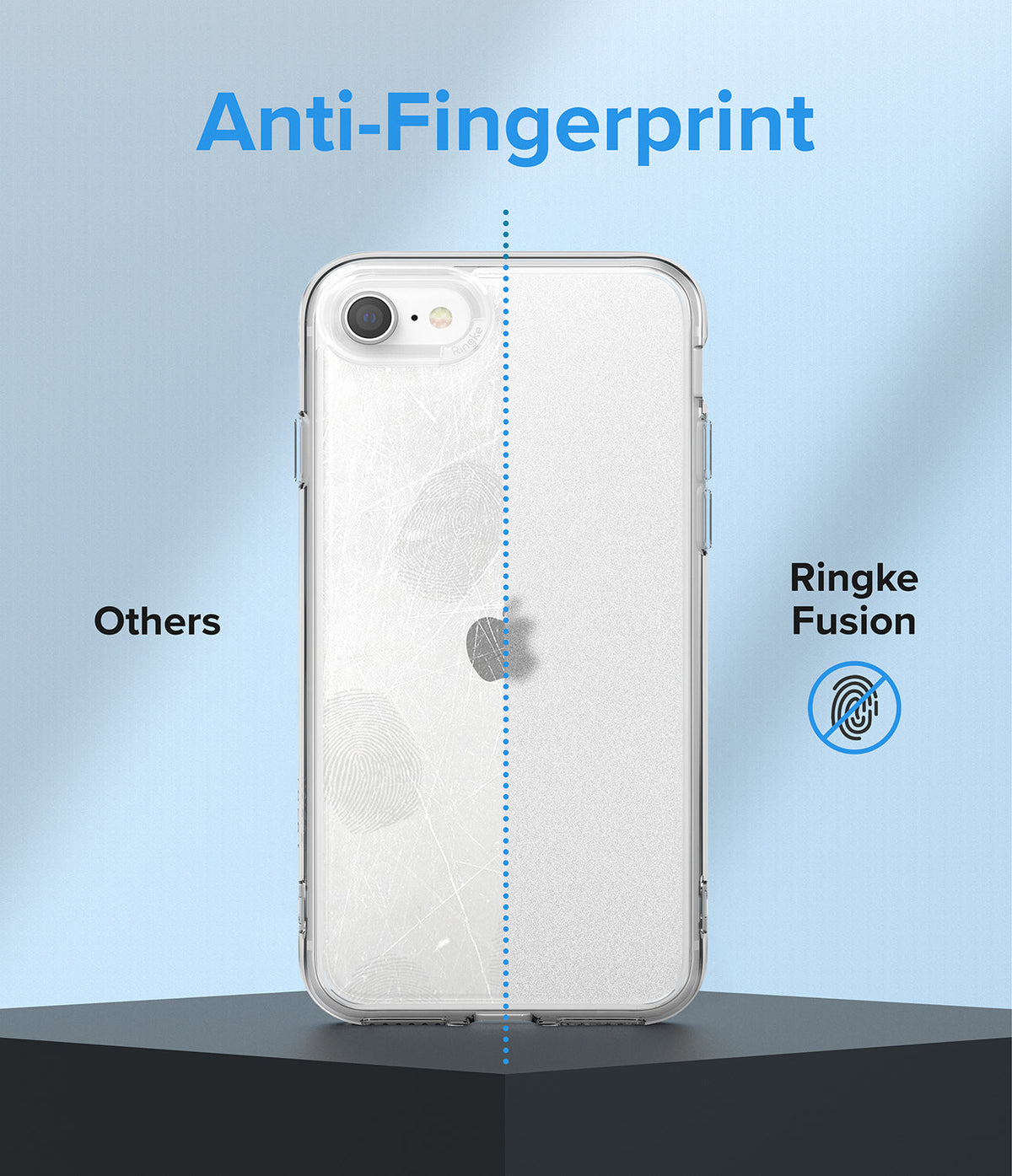 iPhone SE 2022 5G / SE 2020 / 8 / 7 Case | Fusion Edge - Comparison showing a scratched case versus a clean Ringke case.