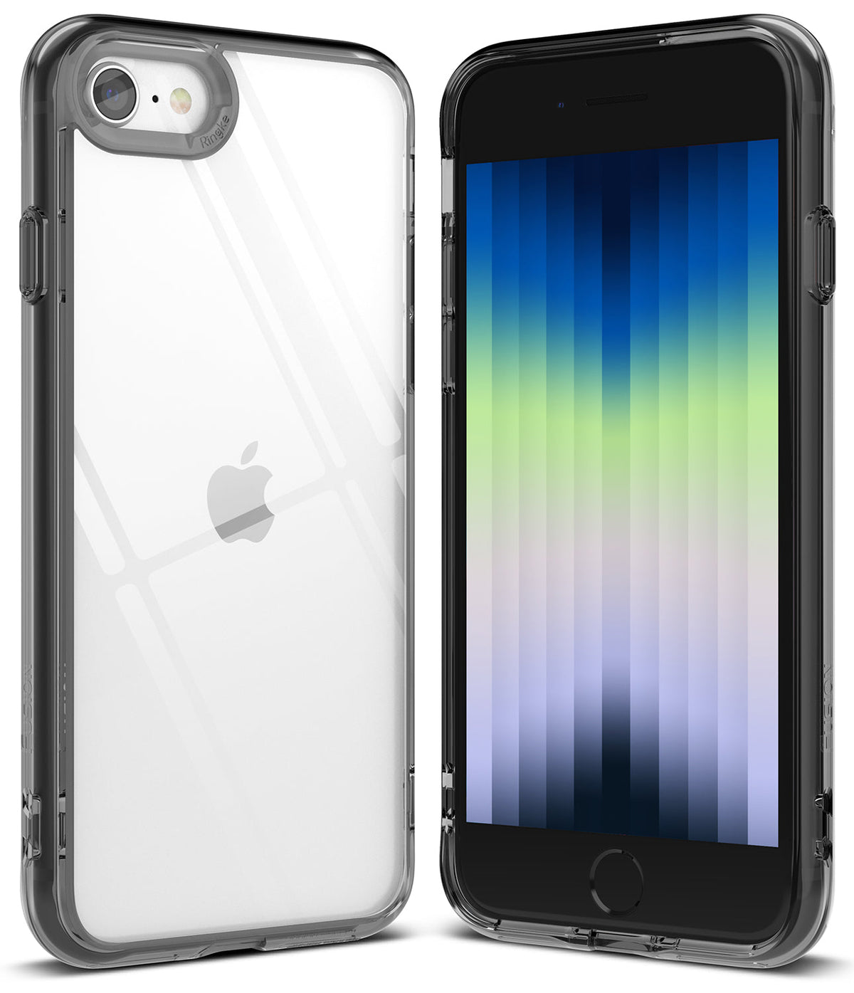 iPhone SE 2022 5G / SE 2020 / 8 Case | Fusion - Clear protective phone case shown from back and front views on an iPhone.