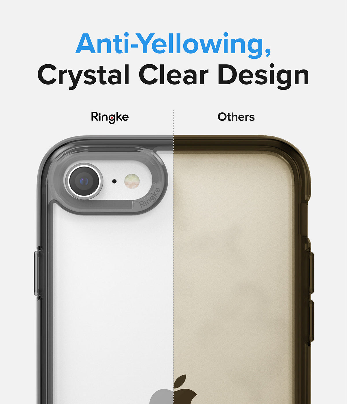 iPhone SE 2022 5G / SE 2020 / 8 Case | Fusion - Comparison showing a clear Ringke case versus a yellowed competitor case.