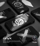 iPhone SE 2022 5G / SE 2020 / 8 / 7 Case | Onyx Design - Black phone cases with white graffiti-style graphics on a dark surface.