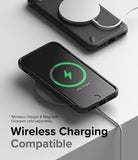 iPhone SE 2022 5G / SE 2020 / 8 / 7 Case | Onyx - Black phone case on a wireless charger showing a charging icon.