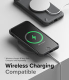 iPhone SE 2022 5G / SE 2020 / 8 / 7 Case | Onyx - Black phone case on a wireless charger showing a green charging icon.