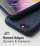 iPhone SE 2022 5G / SE 2020 / 8 / 7 Case | Onyx - Navy phone case showing 1.5mm screen bezel and 1.8mm raised camera lips.