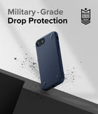 iPhone SE 2022 5G / SE 2020 / 8 / 7 Case | Onyx - Navy blue phone case floating above a surface with debris and text.