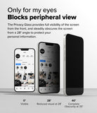 iPhone 17e / 16e Screen Protector | Easy Slide Privacy Tempered Glass - iPhone 17e / 16e Screen Protector - Three phones showing privacy glass visibility at 0, 28, and 40-degree viewing angles.