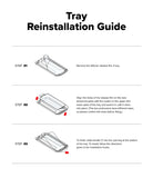 iPhone 17e / 16e Screen Protector | Easy Slide Privacy Tempered Glass - iPhone 17e / 16e Screen Protector - Three-step instructional diagram showing how to reinstall the screen protector tray.