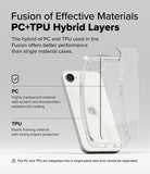 iPhone 17e Case | Fusion - Diagram showing a clear hybrid PC and TPU phone case layered over a white smartphone.
