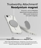 iPhone 16e Case | Fusion Magnetic - Clear phone case with a magnetic disc attached, contrasting with a falling disc.