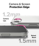 iPhone 17e Case | Fusion Matte - Clear phone case showing 1.2mm camera lips and 1.5mm raised screen bezel for protection.