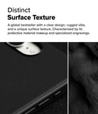 iPhone 16e Case | Onyx - Close-up of a black, textured phone case showing the camera cutout and rugged, matte surface detail.