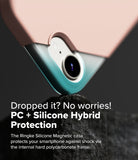 iPhone 16e Case | Silicone Magnetic - Pink silicone phone case with a hard polycarbonate frame resting on a rock.