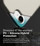 iPhone 16e Case | Silicone Magnetic - Close-up of a phone case resting on a rock, highlighting its hybrid silicone and polycarbonate frame.